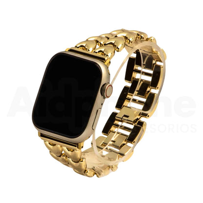 Pulso Cadena Corazón Doble Dorado para Apple Watch - Aidphone accesorios