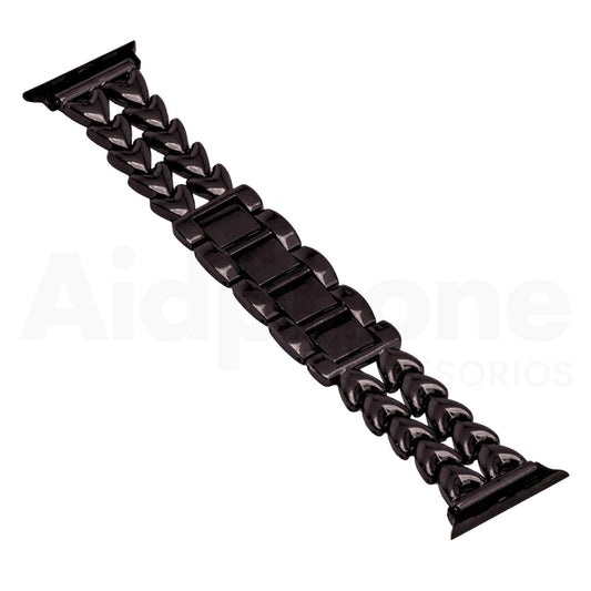 Pulso Cadena Corazón Doble Negro para Apple Watch - Aidphone accesorios