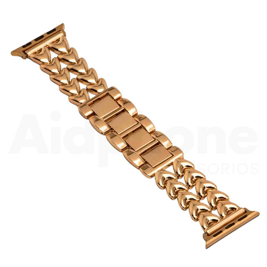 Pulso Cadena Corazón Doble Oro Rosa para Apple Watch - Aidphone accesorios