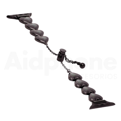 Pulso Cadena Corazones Negro para Apple Watch - Aidphone accesorios