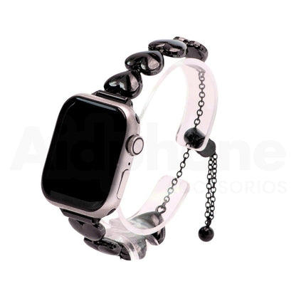 Pulso Cadena Corazones Negro para Apple Watch - Aidphone accesorios