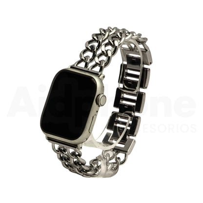 Pulso Cubana Doble Plateado para Apple Watch - Aidphone accesorios