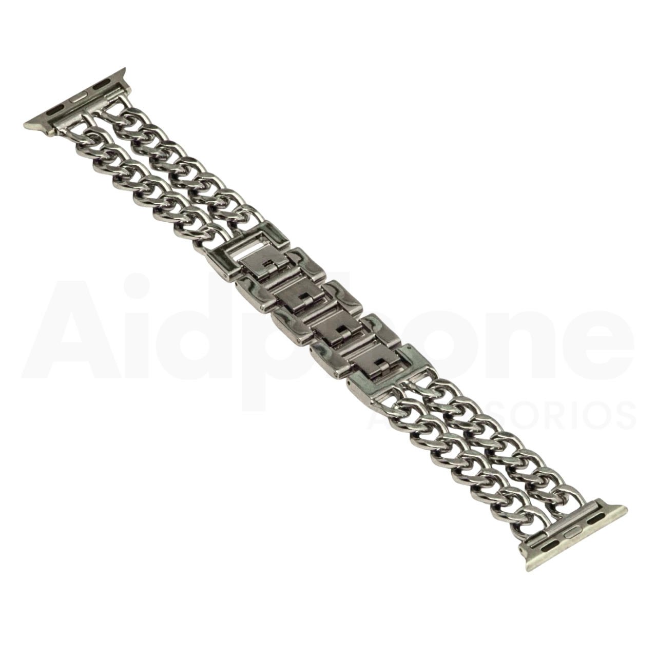 Pulso Cubana Doble Plateado para Apple Watch - Aidphone accesorios