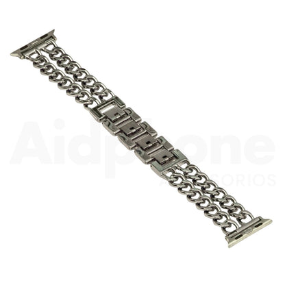 Pulso Cubana Doble Plateado para Apple Watch - Aidphone accesorios