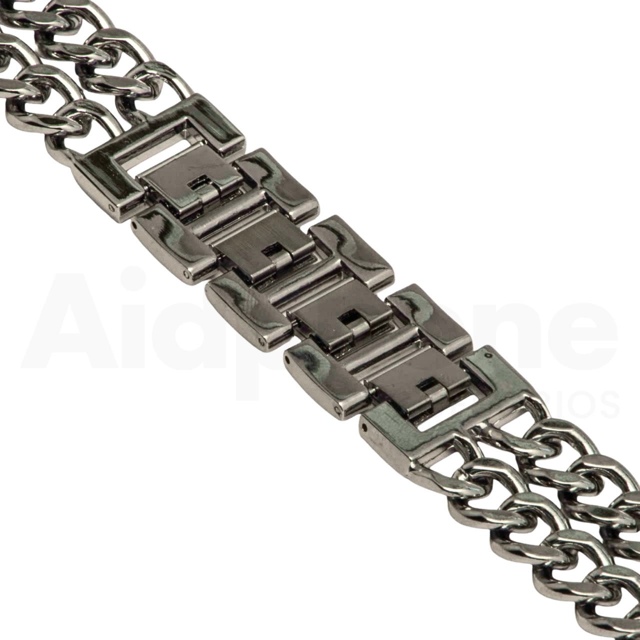 Pulso Cubana Doble Plateado para Apple Watch - Aidphone accesorios