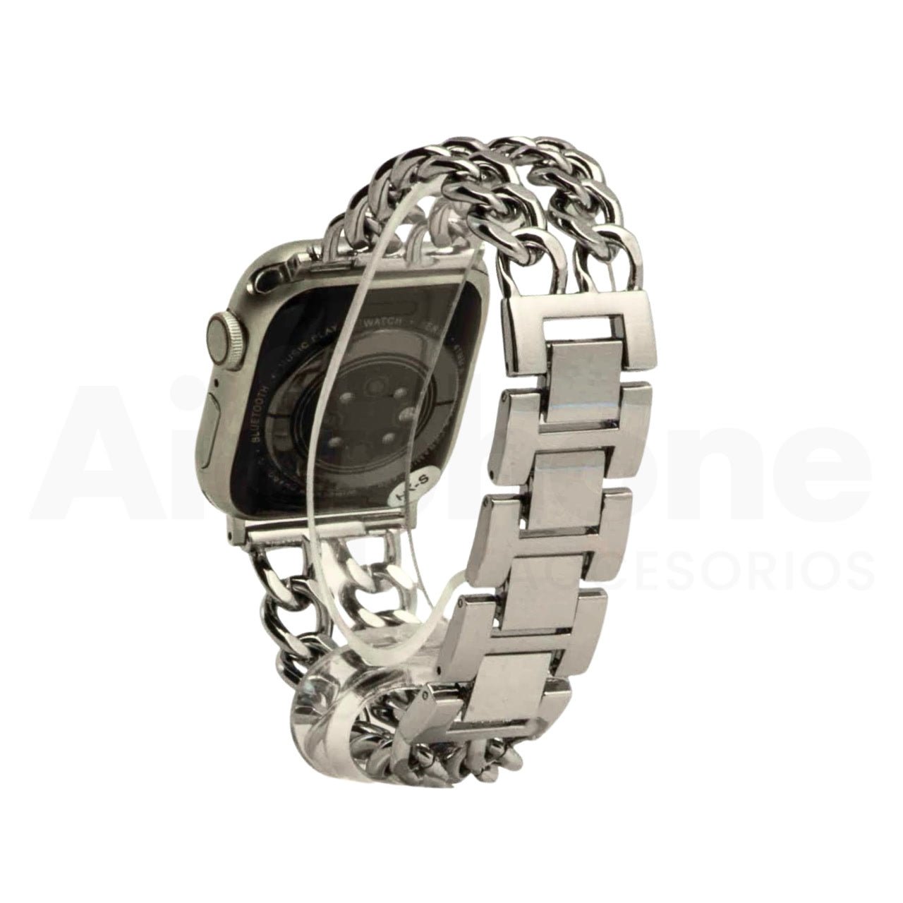 Pulso Cubana Doble Plateado para Apple Watch - Aidphone accesorios