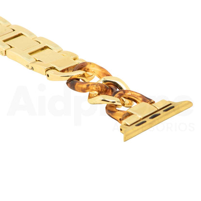 Pulso Cubana Dorado y Carey para Apple Watch - Aidphone accesorios