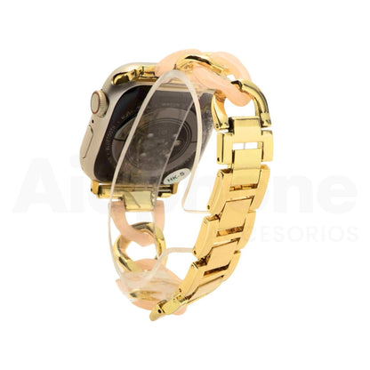 Pulso Cubana Dorado y Rosado para Apple Watch - Aidphone accesorios