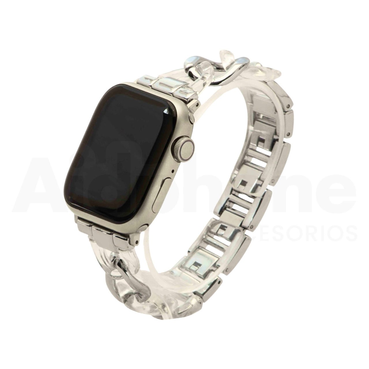 Pulso Cubana Plateado y Transparente para Apple Watch - Aidphone accesorios