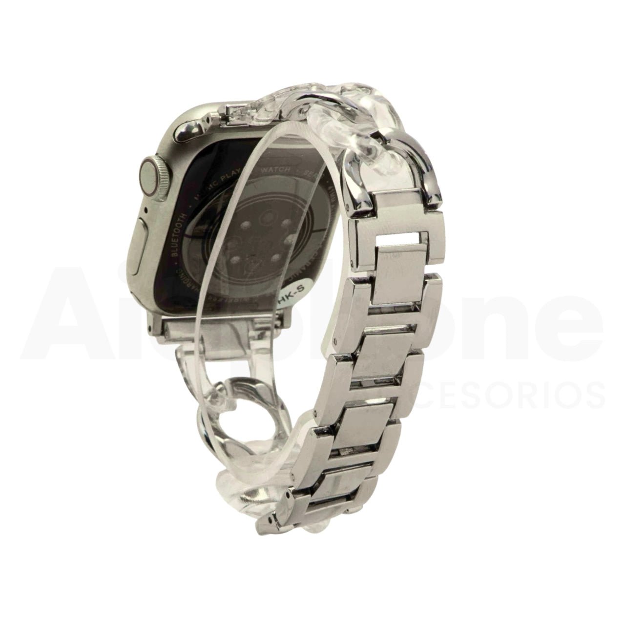 Pulso Cubana Plateado y Transparente para Apple Watch - Aidphone accesorios