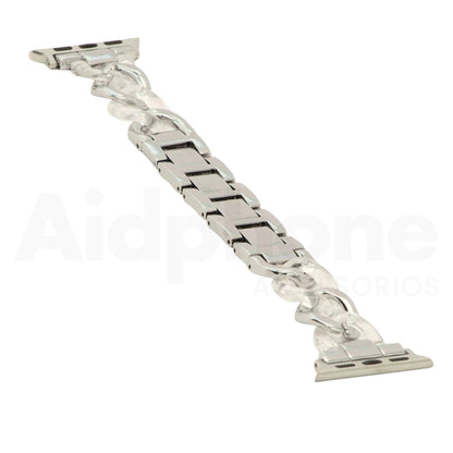 Pulso Cubana Plateado y Transparente para Apple Watch - Aidphone accesorios