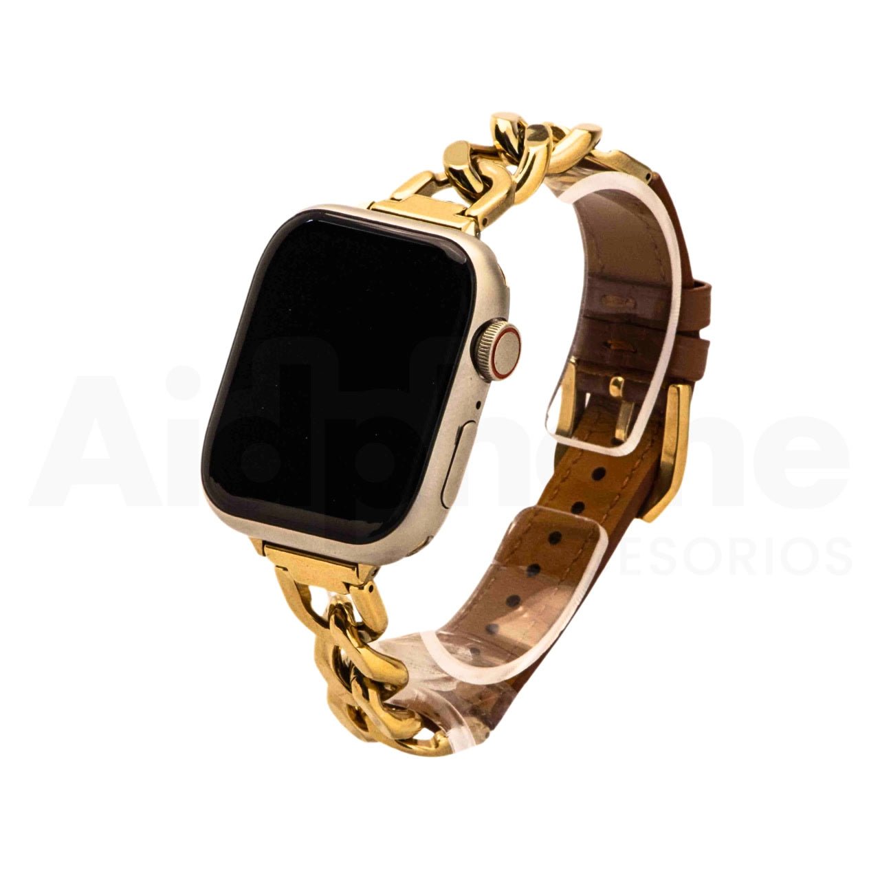 Pulso Cuero y Cadena Café/Dorado para Apple Watch - Aidphone accesorios