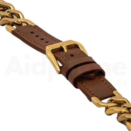 Pulso Cuero y Cadena Café/Dorado para Apple Watch - Aidphone accesorios