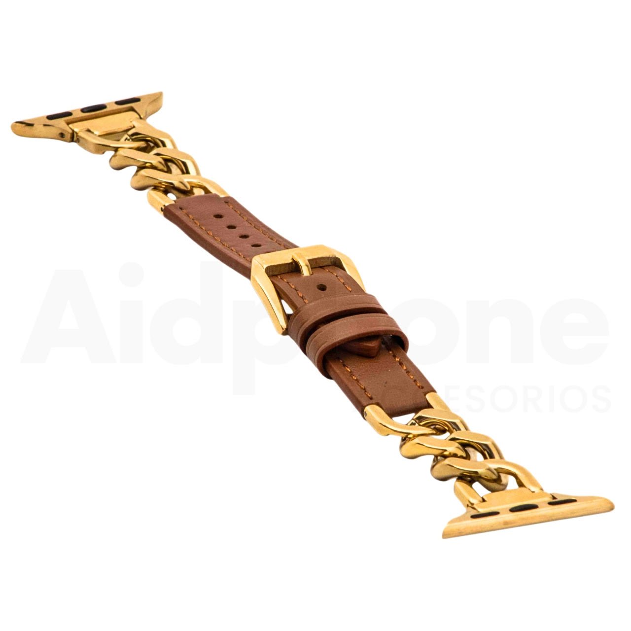 Pulso Cuero y Cadena Café/Dorado para Apple Watch - Aidphone accesorios