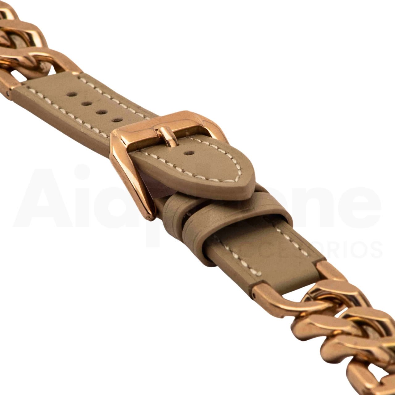 Pulso Cuero y Cadena Gris/O. Rosa para Apple Watch - Aidphone accesorios