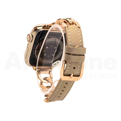 Pulso Cuero y Cadena Gris/O. Rosa para Apple Watch - Aidphone accesorios
