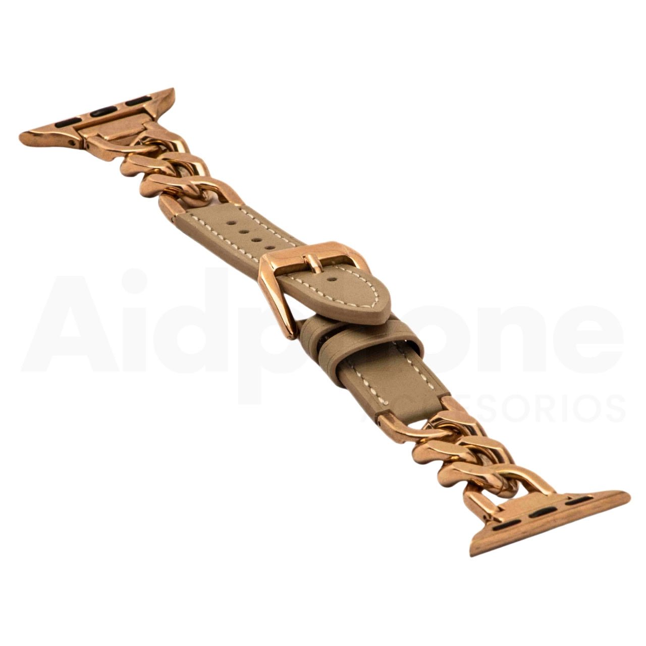 Pulso Cuero y Cadena Gris/O. Rosa para Apple Watch - Aidphone accesorios