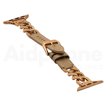 Pulso Cuero y Cadena Gris/O. Rosa para Apple Watch - Aidphone accesorios