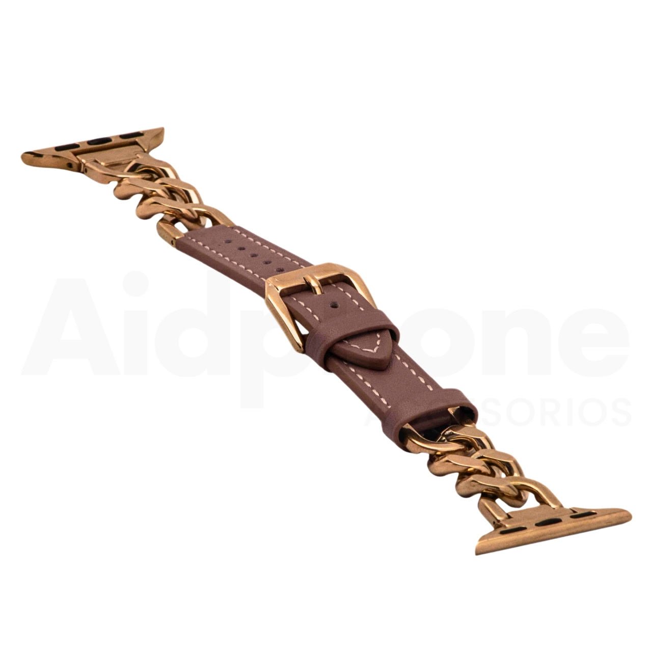 Pulso Cuero y Cadena Palo Rosa/O. Rosa para Apple Watch - Aidphone accesorios