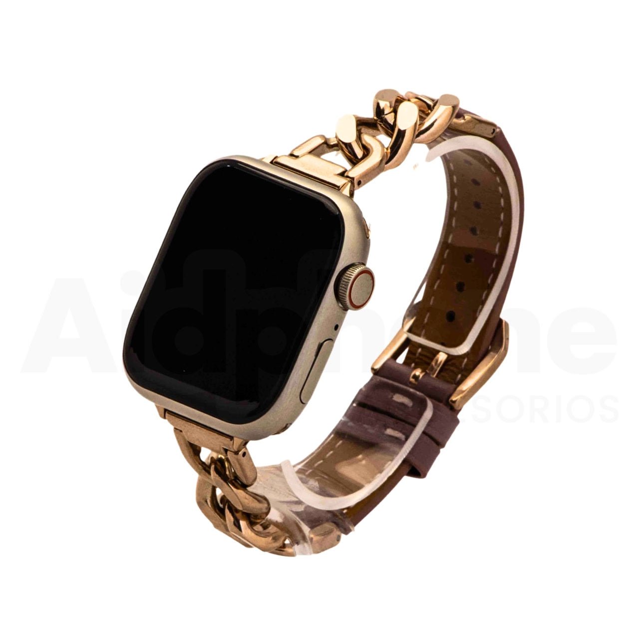 Pulso Cuero y Cadena Palo Rosa/O. Rosa para Apple Watch - Aidphone accesorios