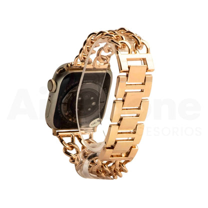 Pulso Metal Cubana Doble Oro Rosa para Apple Watch - Aidphone accesorios